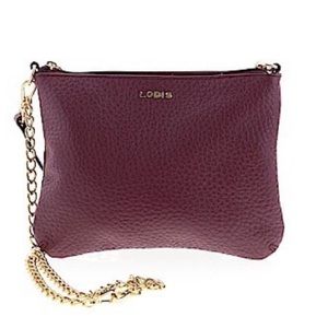 Lodis Burgundy Wine Leather Crossbody Bag purse 9” X 6”